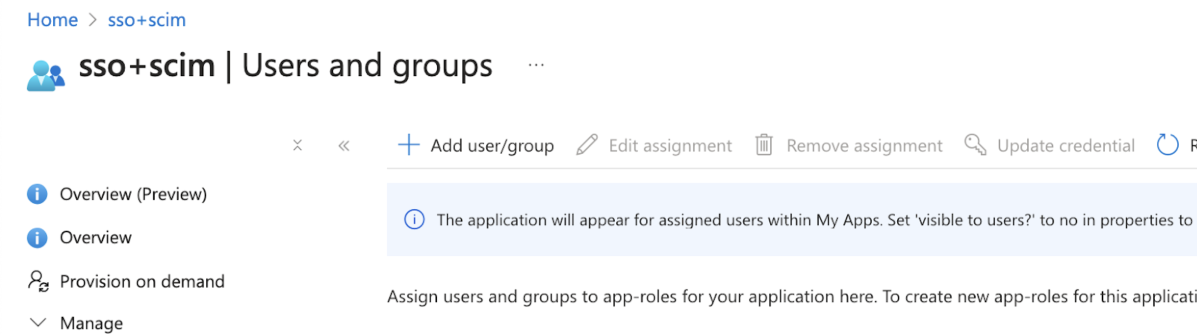 azure enterprise app assgining users and groups