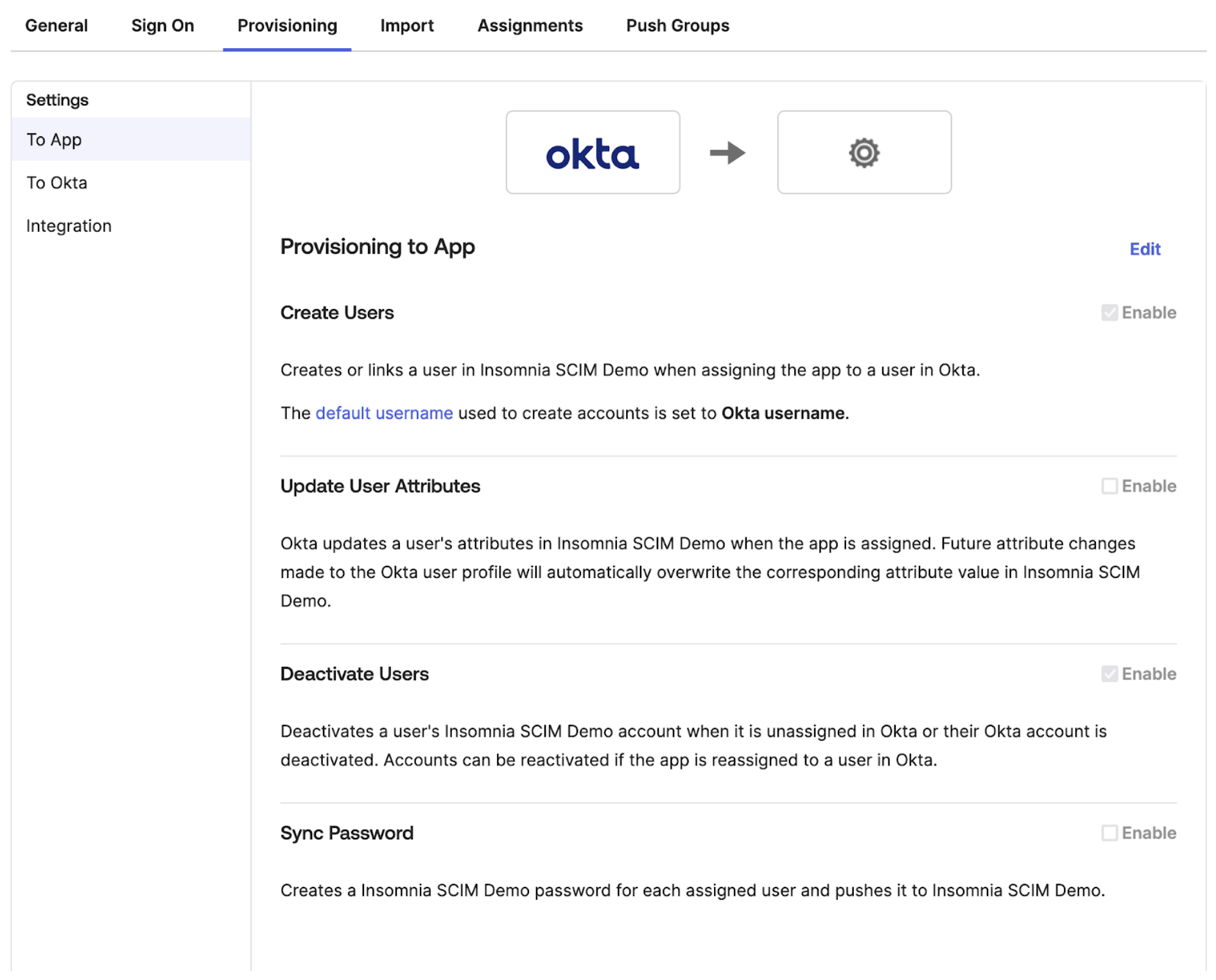 okta provisioning to app